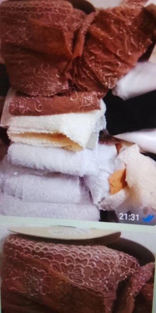 Encaje bordado marrón y blanco