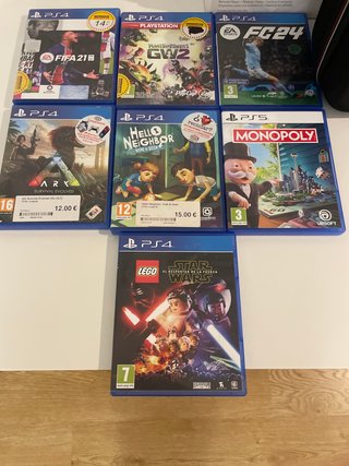 Lote 5 Juegos PS4: FIFA 21, FC 24, Ark, Monopoly,