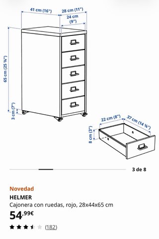 Cajonera IKEA HELMER Roja