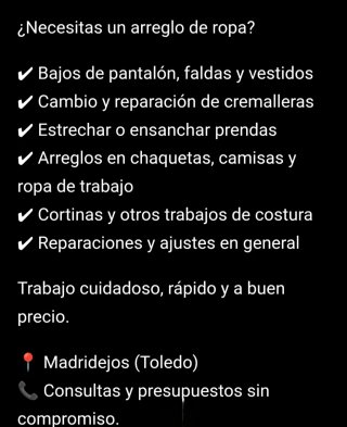 Se hacen arreglos de ropas