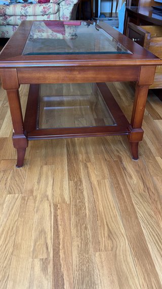 Mesa de centro madera roble y cristal