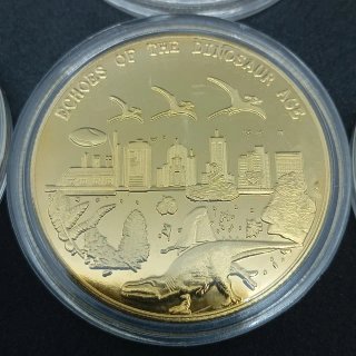 6 MONEDAS CONMEMORATIVAS DE DINOSAURIOS DE 40 MM