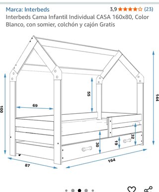 Cama Infantil con Estructura de Casita