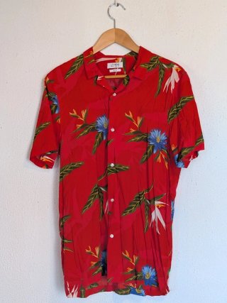 Camisa Hombre Estampado Tropical Roja Lefties