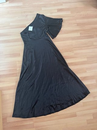 Vestido largo satén negro
