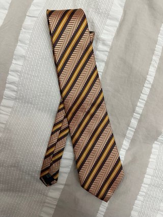 Corbata Rayas Marrón y Dorado
