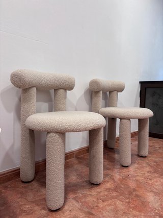 Juego 2 Sillas Beige Lana sintética