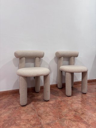 Juego 2 Sillas Beige Lana sintética
