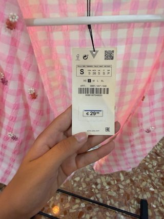 Blusa Zara Rosa de Cuadros Talla S