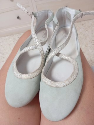 Bailarinas Gux's niña verde y plata