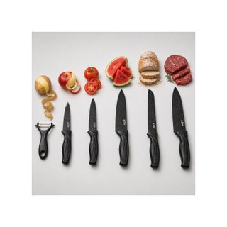 Juego 6 cuchillos acero cerámico chef pan pelador
