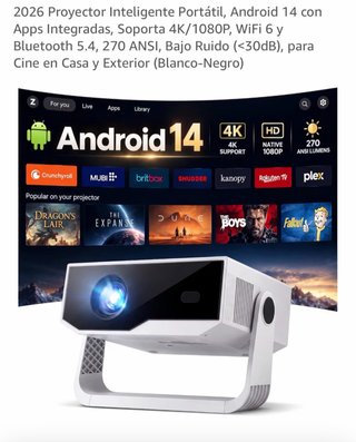 Proyector 1080P Android TV WiFi6 Bluetoo5.4 App