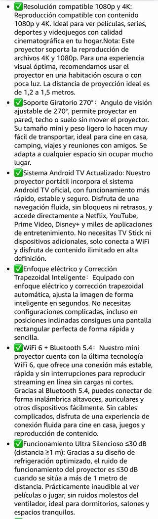 Proyector 1080P Android TV WiFi6 Bluetoo5.4 App
