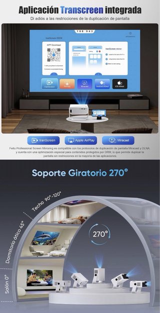 Proyector 1080P Android TV WiFi6 Bluetoo5.4 App