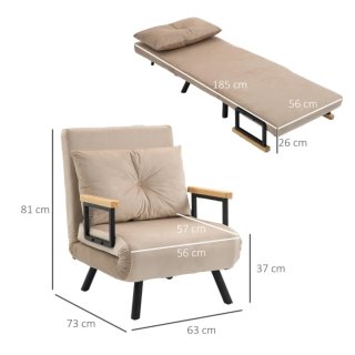 Sofá Cama Individual Beige 4 en 1