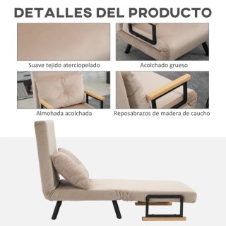Sofá Cama Individual Beige 4 en 1