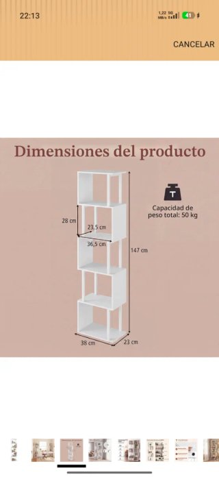 Estanteria zig zag blanca nueva
