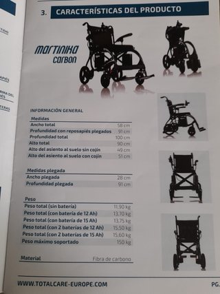 Silla de ruedas eléctrica plegable MartinikaCarbon