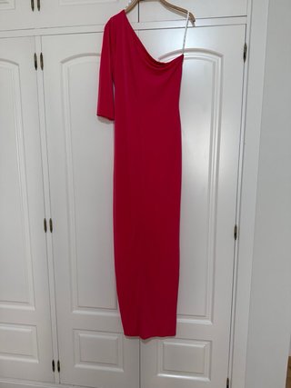 Vestido largo tejido punto rosa