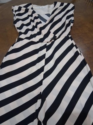 Mono Mango Rayas Blanco y Negro Talla M