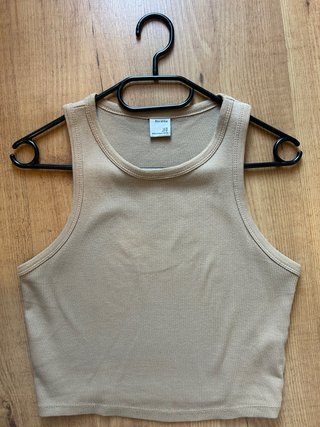 Top de canalé beige Bershka