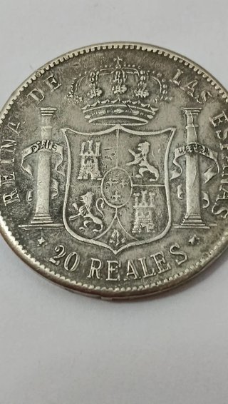 Moneda 20 Reales Isabel II 1859