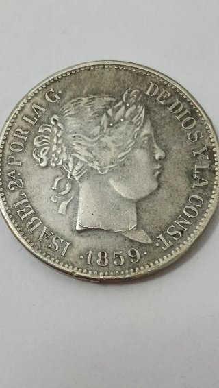 Moneda 20 Reales Isabel II 1859
