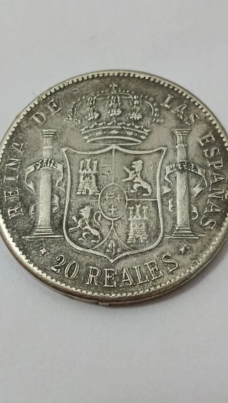 Moneda 20 Reales Isabel II 1859