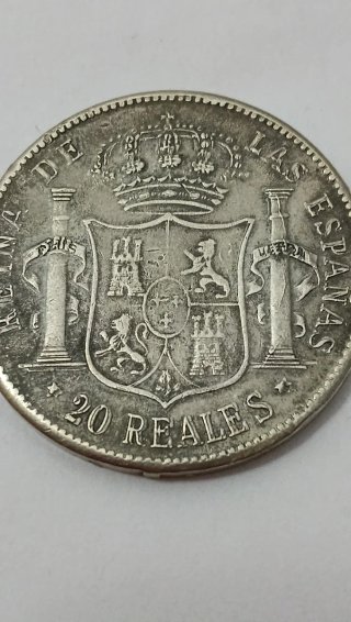 Moneda 20 Reales Isabel II 1859