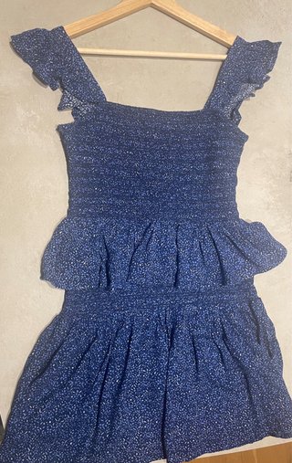 Conjunto Top y Falda Estampado Azul Talla S