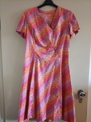 Vestito Vintage Flower Power Anni 60 70 fiori rosa
