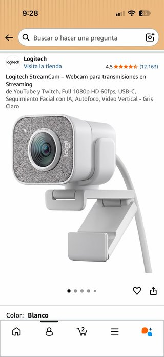 Logitech StreamCam Webcam Gris Claro