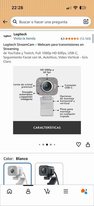 Logitech StreamCam Webcam Gris Claro