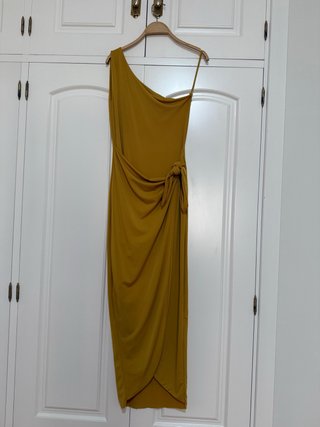 Vestido largo tejido punto amarillo