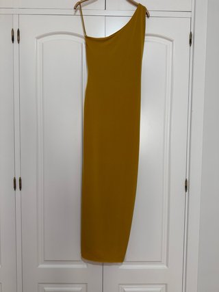 Vestido largo tejido punto amarillo