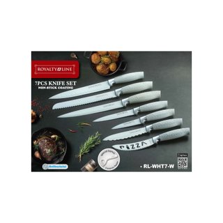 Juego 7 cuchillos antiadherentes pelador blanco