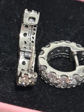 Pendientes Pandora de plata con doble circonitas