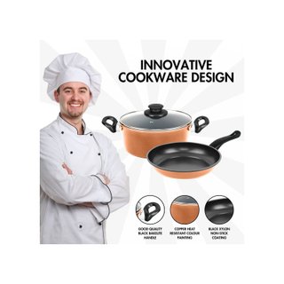 Batería cocina 9 piezas antiadherente cobre