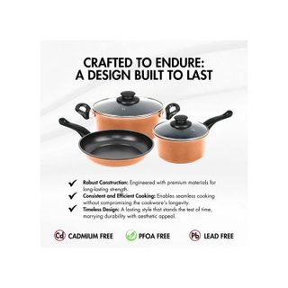 Batería cocina 9 piezas antiadherente cobre