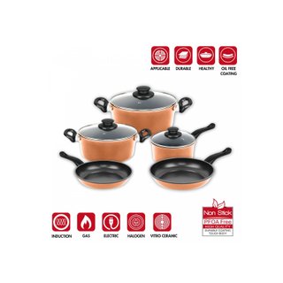 Batería cocina 9 piezas antiadherente cobre