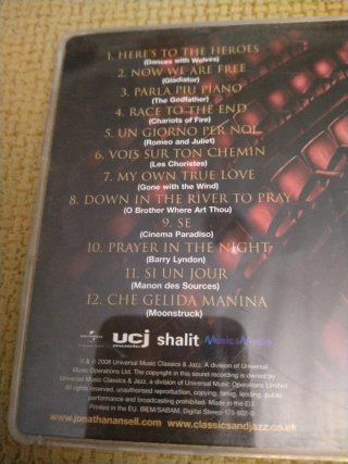 CD JONATHAN ANSELL ( Tenor at the Movies)