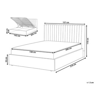 Cama Matrimonio Terciopelo Gris 140x200