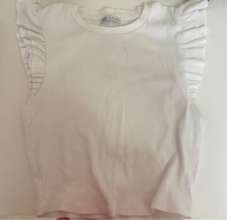 Camiseta Zara Blanca Volantes Talla M