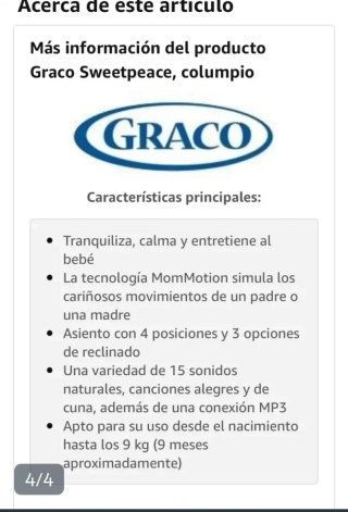 Hamaca Bebé Graco Sweetpeace