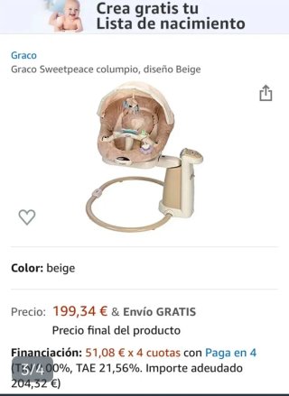 Hamaca Bebé Graco Sweetpeace