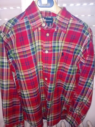 Camisa Polo Ralph Lauren cuadros roja Talla niño