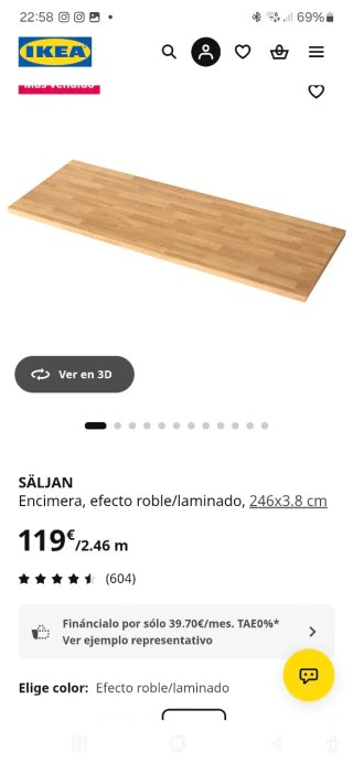 Encimera Saljan Ikea Madera