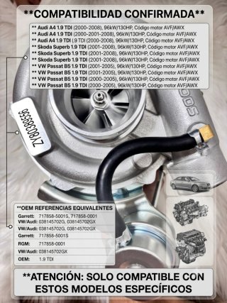 Turbo para motores 1.9 TDI VAG