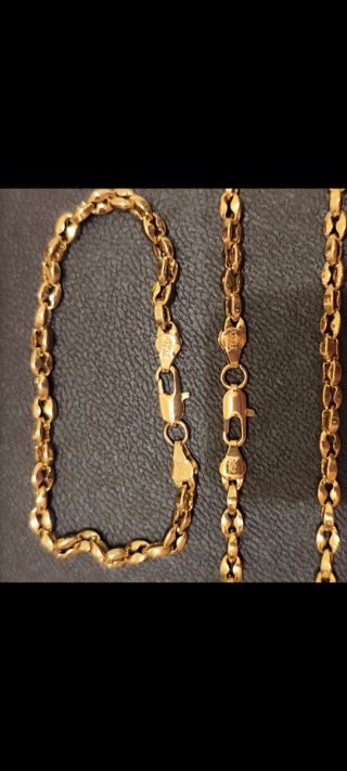 Conjunto de Cadena y Pulsera de Oro 18k