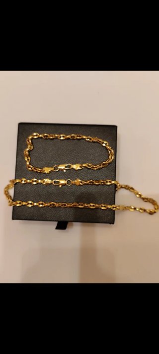 Conjunto de Cadena y Pulsera de Oro 18k